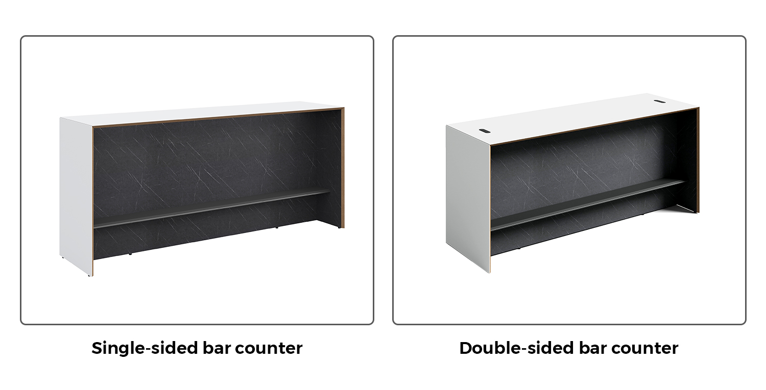 Two styles of bar counter