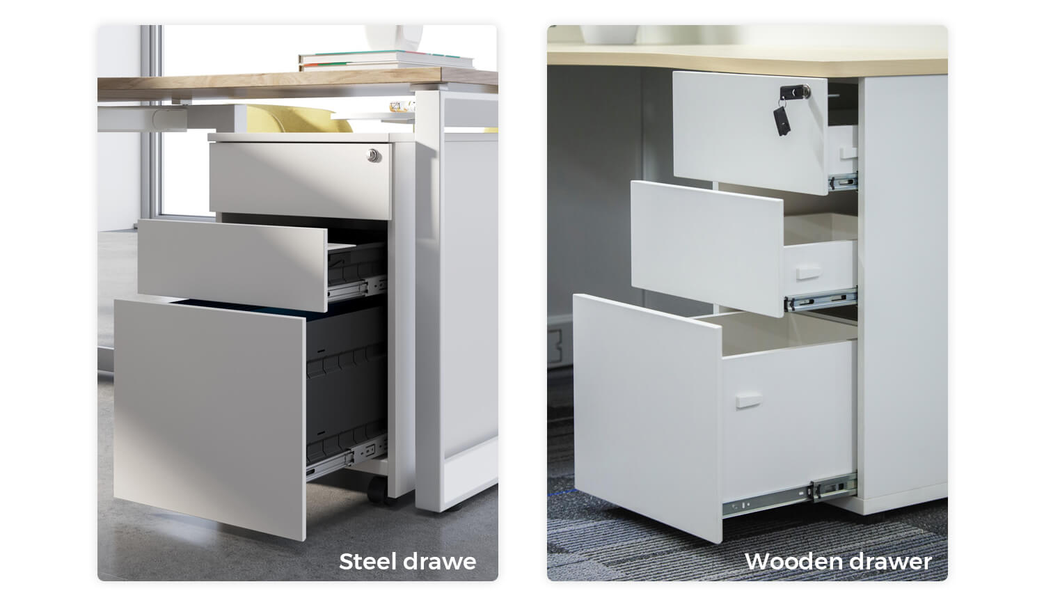 Comparison of steel & wooden drawers