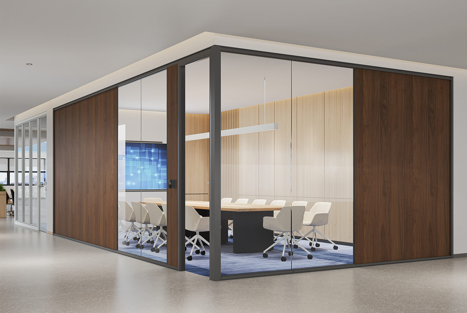 Single glass partition