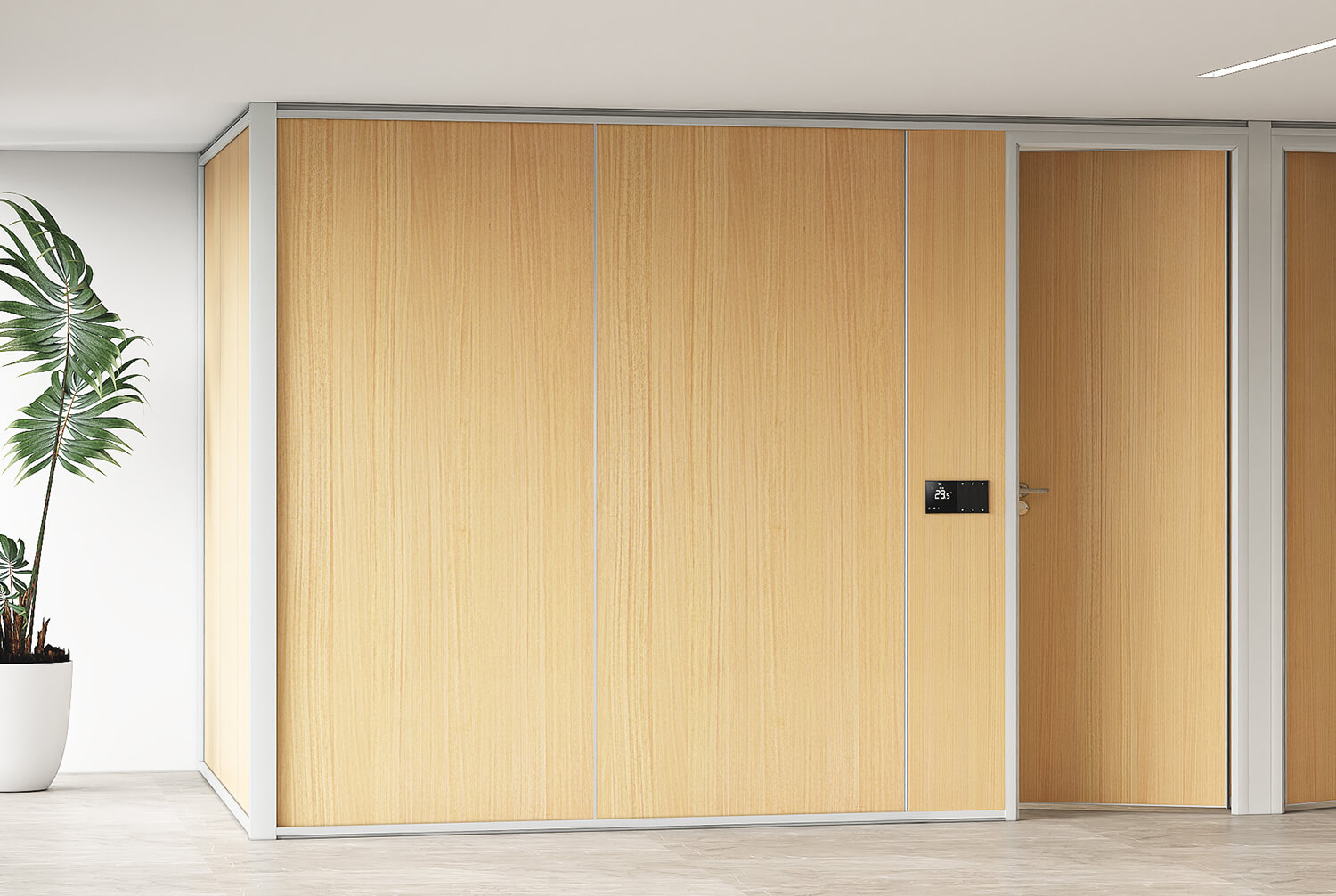 Wood veneer partition