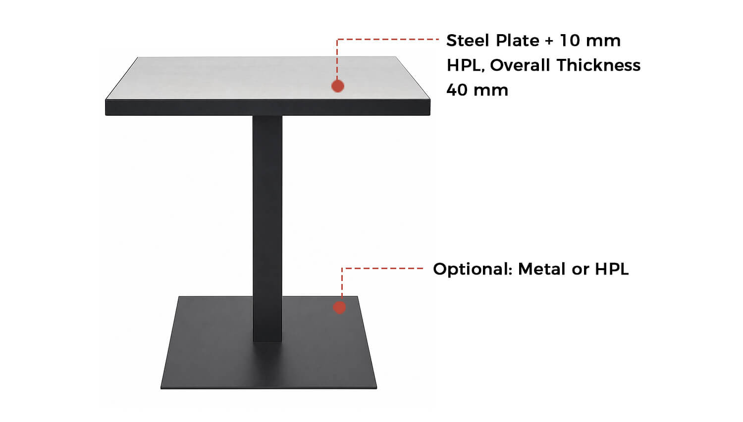 Square Table with Aluminum Top