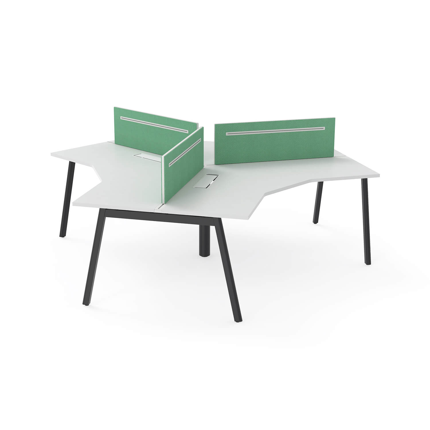 Modern Workstation V-Shaped Modular Three-Person Office Desk