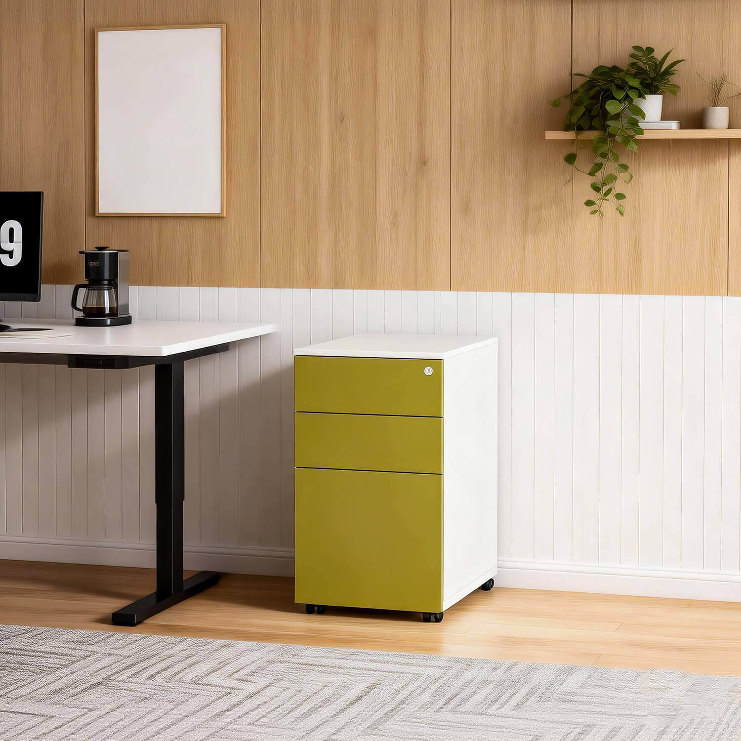 Minimalist Wooden Furniture Workstation Mobile Storage Cabinet