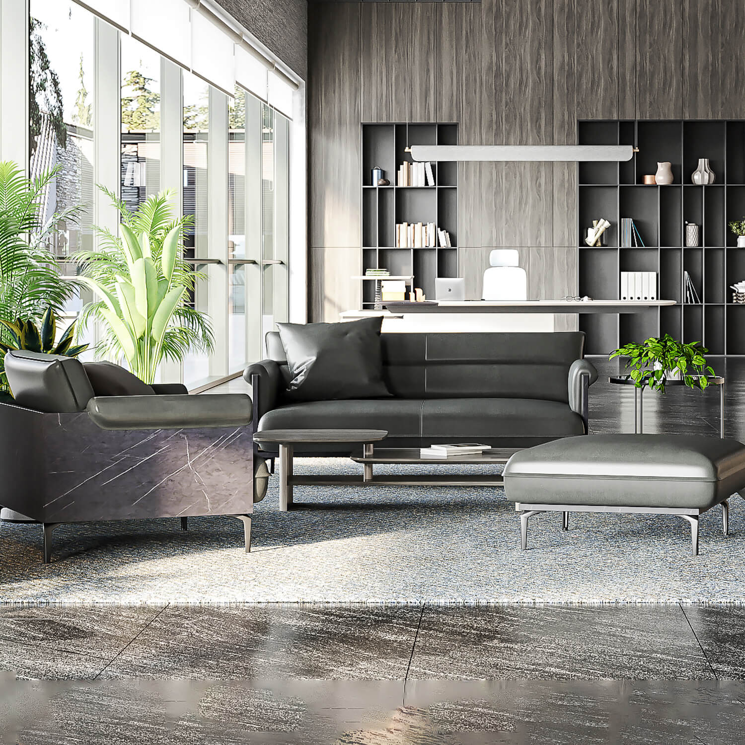 Modern Microfibre Leather Hotel Lounge Sofa Office Furniture