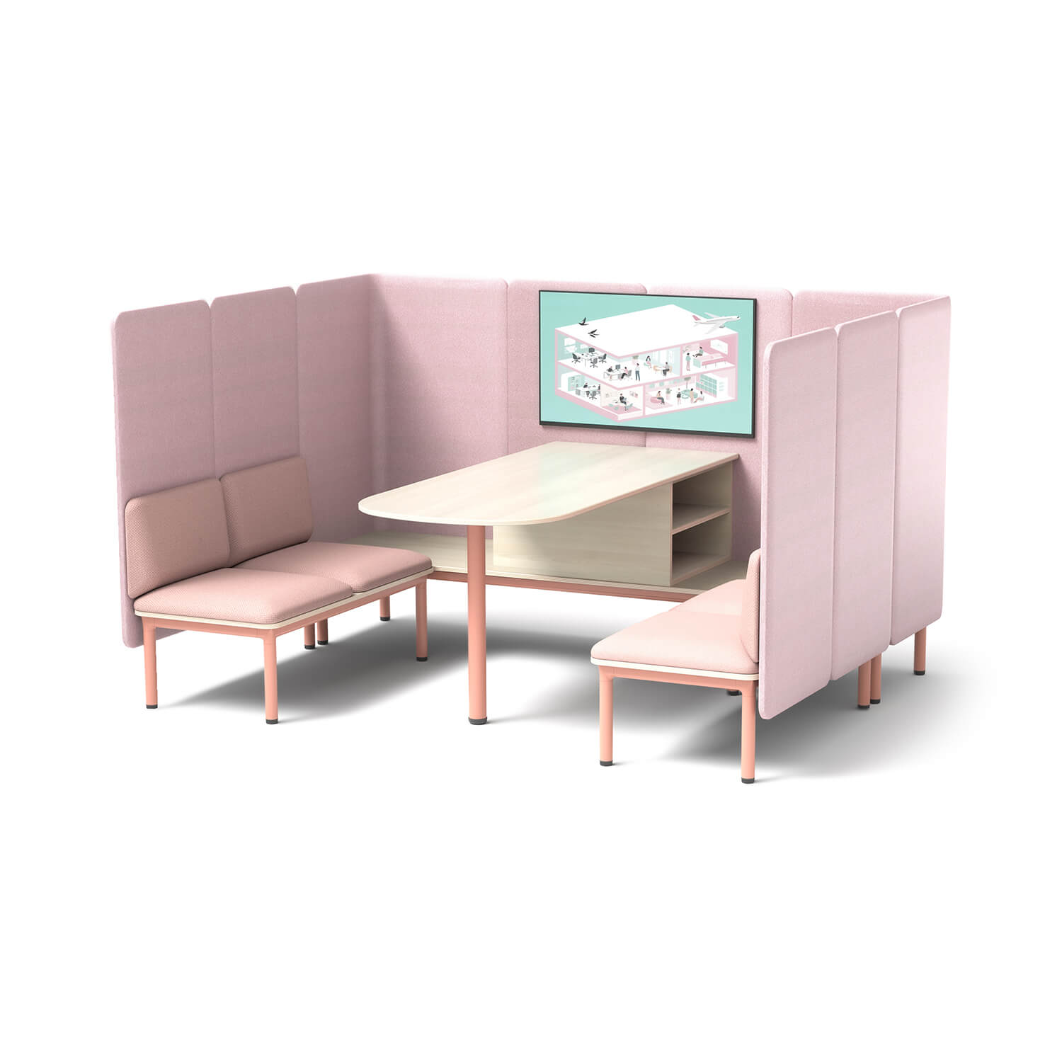 Classic Style Four Seater Workstation Soundproof Office Sofa