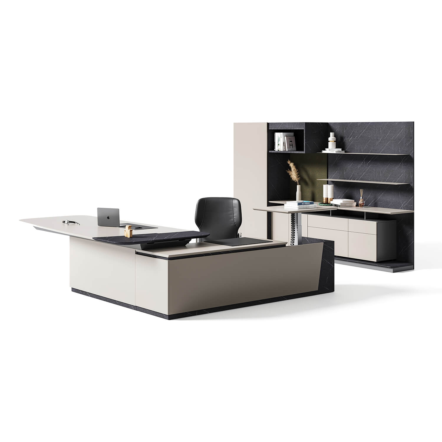 Luxury L Shaped Executive Manager Desk with Height Adjustment Modern Office Furniture