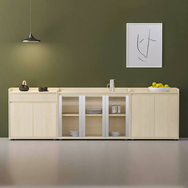 Modern Office Furniture Double Wooden Door Tea Cabinet