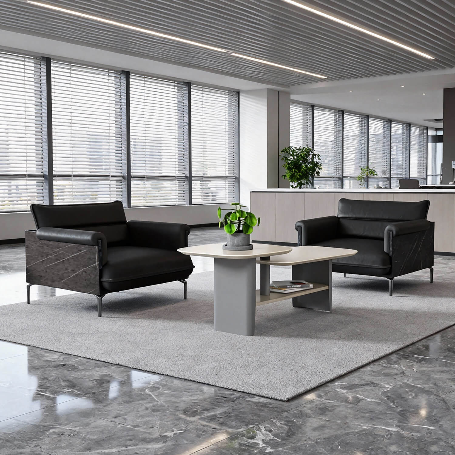 Minimalist Office Visitor Reception Area Wooden Office Coffee Table Desk