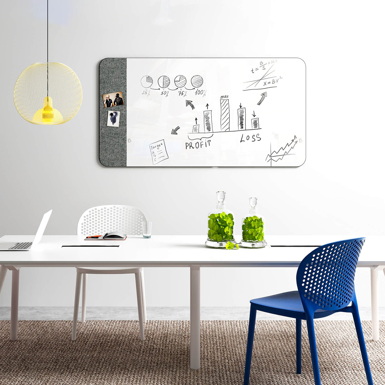 Minimalist Design Aluminum Frame Magnetic Whiteboard