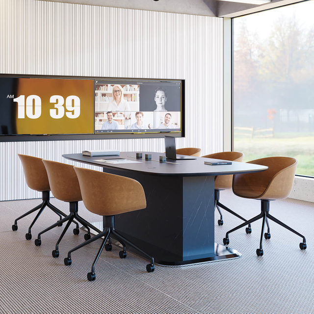 Luxury Elliptical Design Wooden Office Conference Table