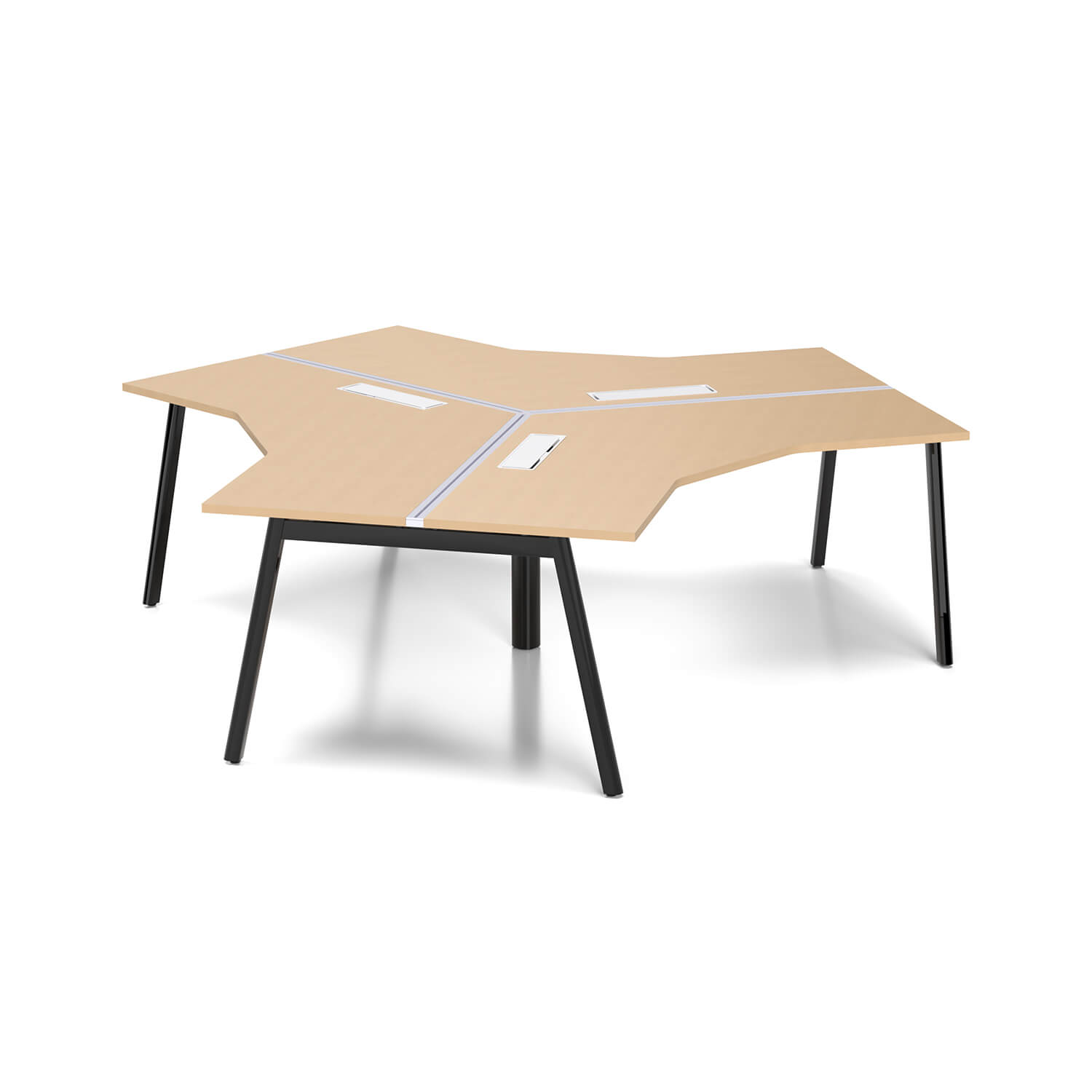 Modern Workstation V-Shaped Modular Three-Person Office Desk