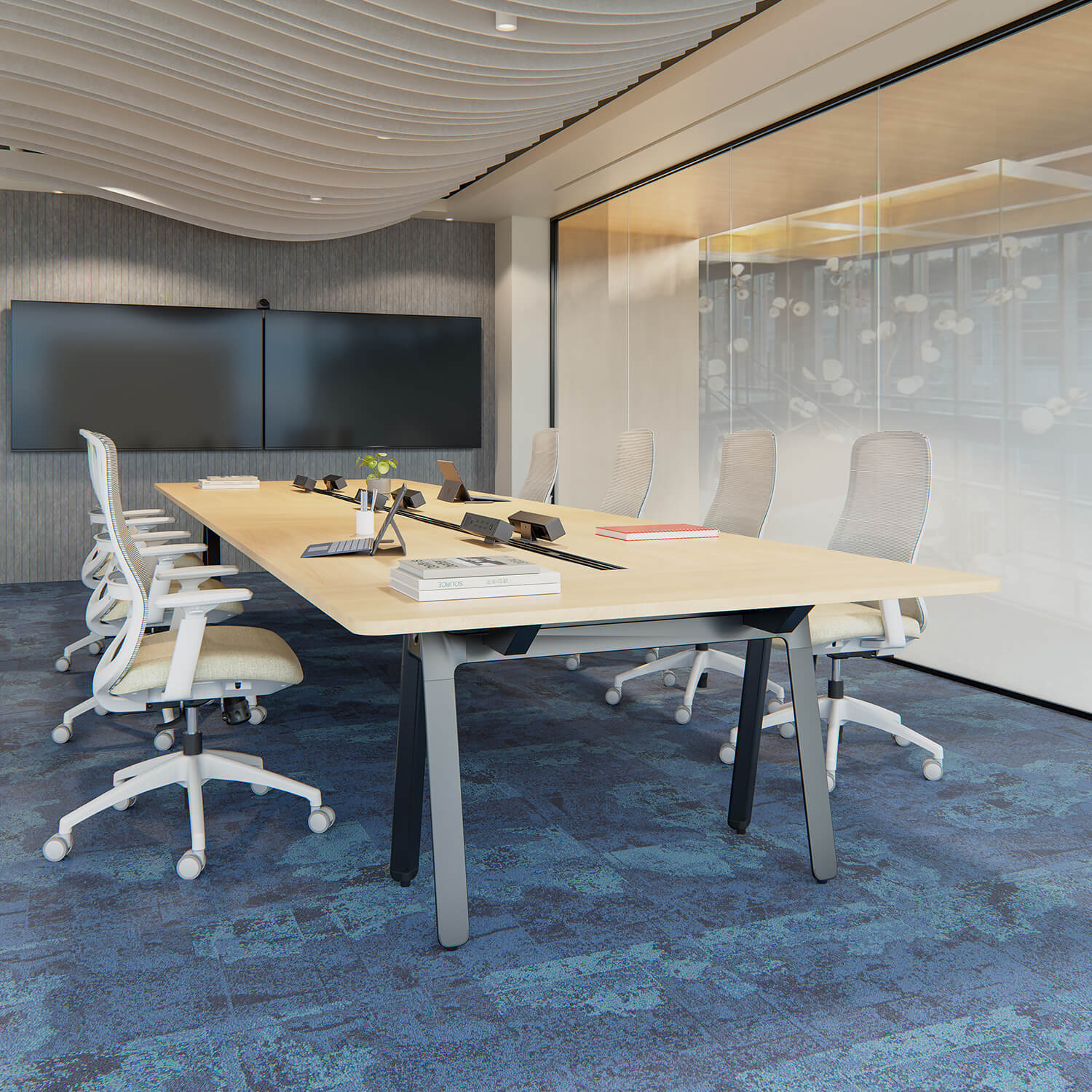 Executive 5400mm Boardroom Table With Seamless Powder Coating