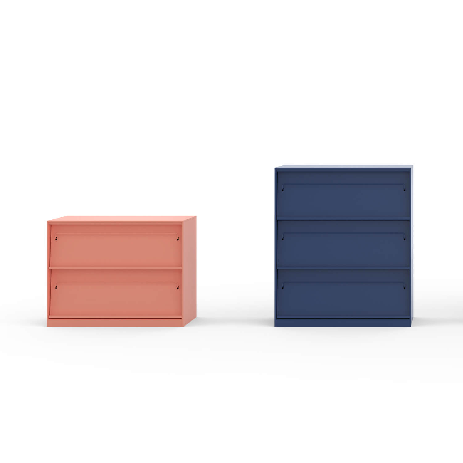 Versatile Steel Bookcase and Slanted Magazine Display Cabinet