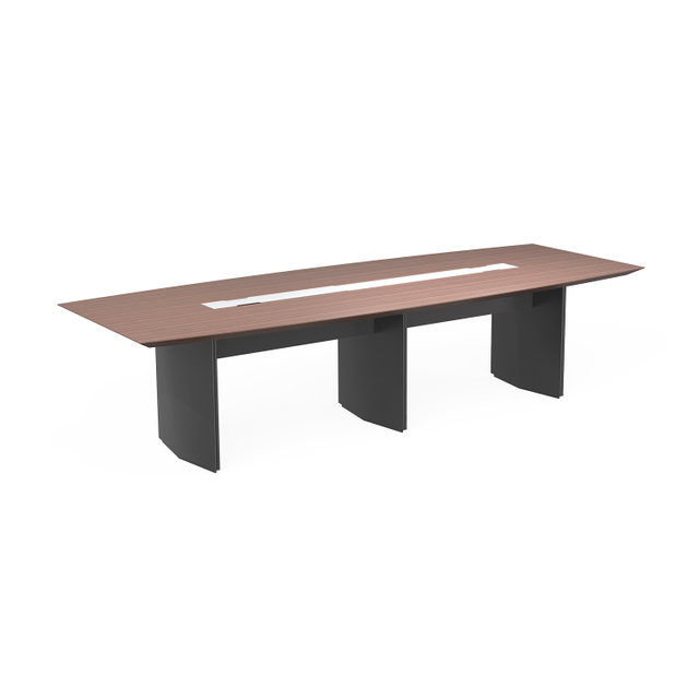 Long Lacquer Conference Table with Solid Wood Frame for Office Boardroom