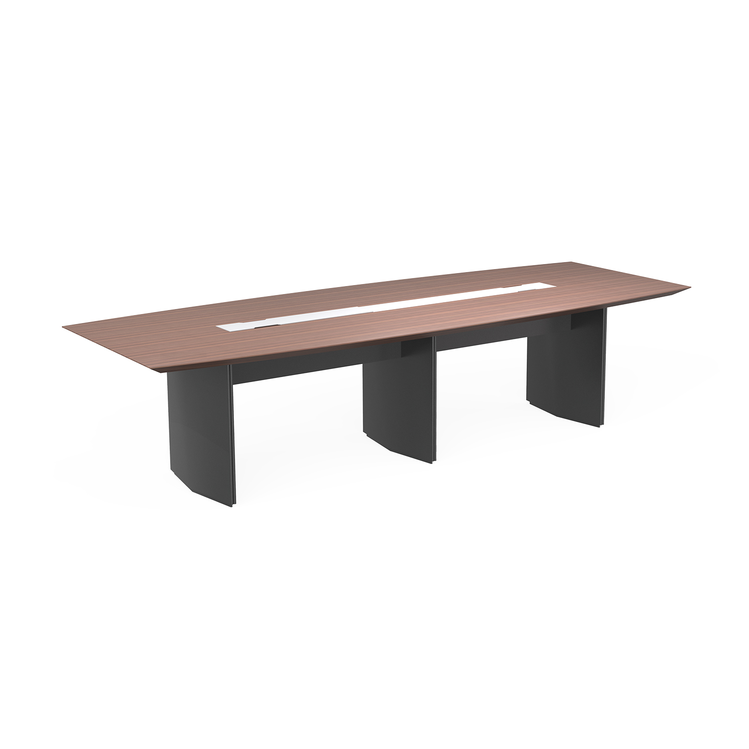 Long Lacquer Conference Table with Solid Wood Frame for Office Boardroom