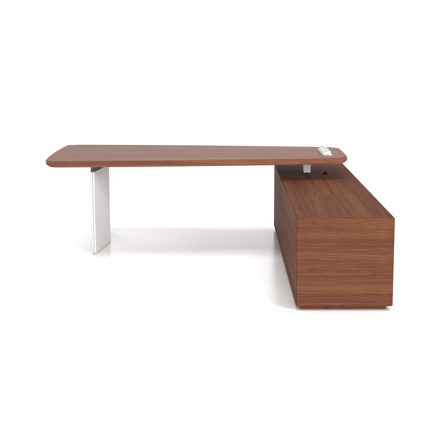 Modern Lacquer Executive Desk with Lacquered MDF Frame, Optional Height Adjustable Manager Office Desk with Side Cabinet