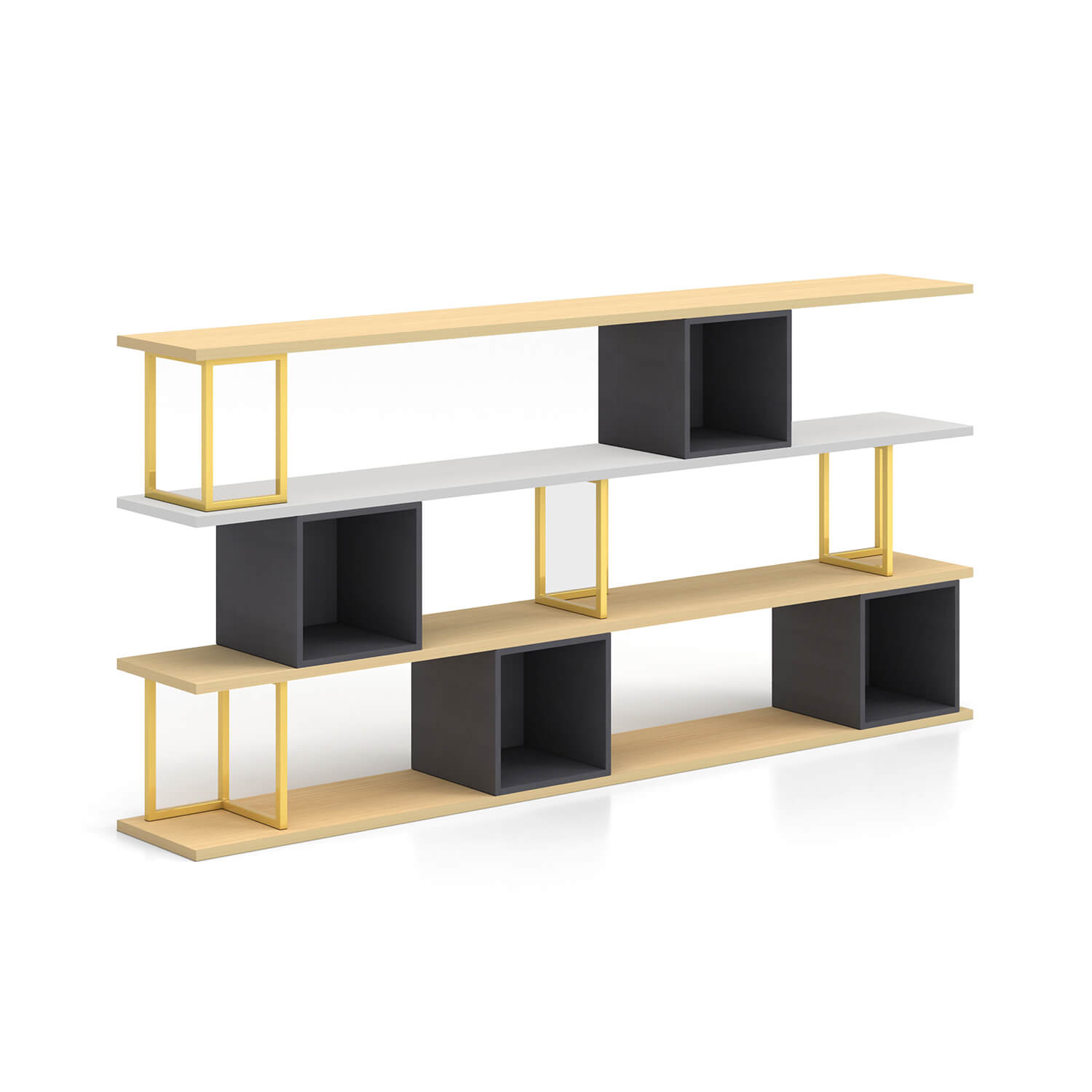 Architectural Modular Bookcase With MFC Panels Metal Pillars