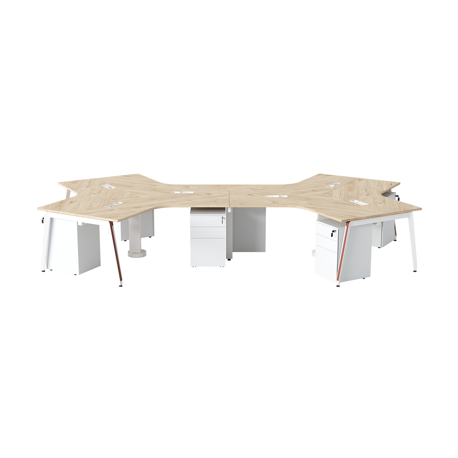Modular Wooden Staff Workstation Desk Set
