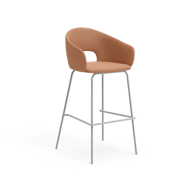 Multi Material Upholstered High Bar Stool for Office Pantry & Negotiation Lounge