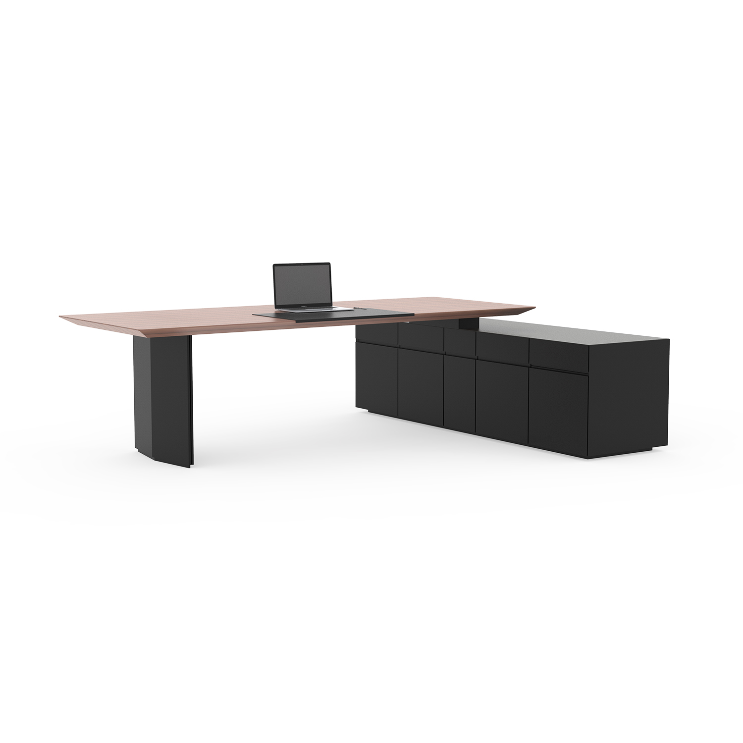 Modern Lacquer Executive Desk with Lacquered MDF Frame, Optional Height Adjustable Manager Office Desk with Side Cabinet