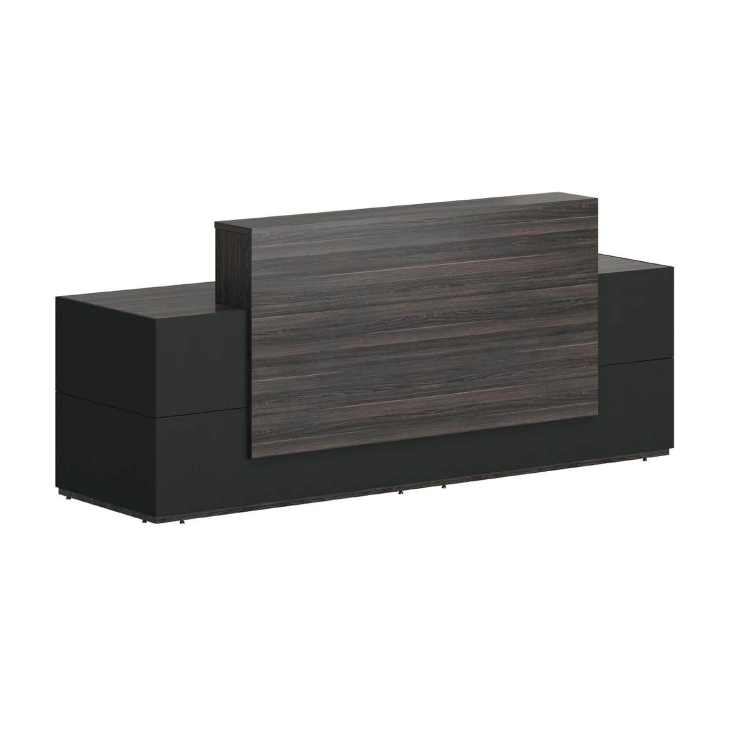 Dark Wood Grain Office Reception Desk with Counter Storage