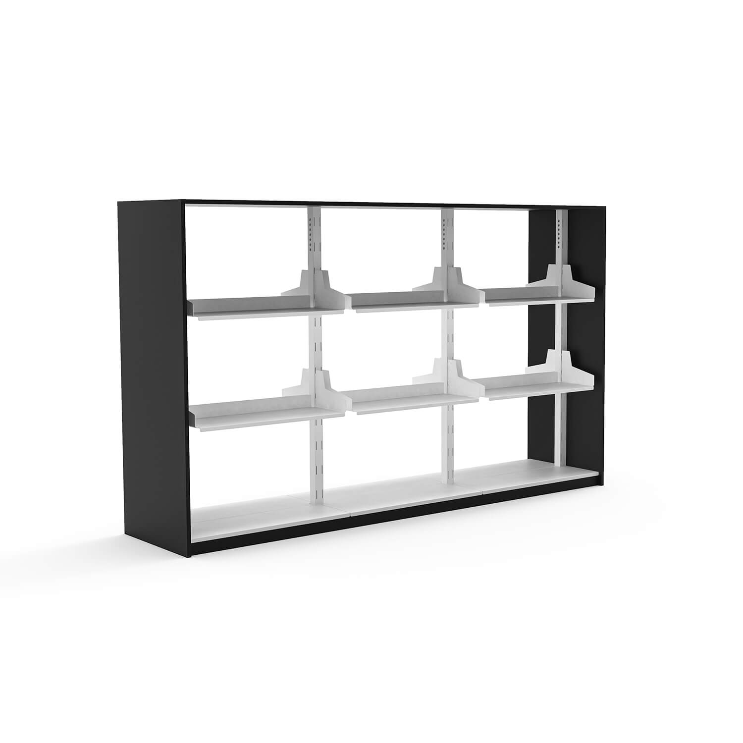 Sleek Symmetrical MFC Bookcase With Integrated Metal Supports