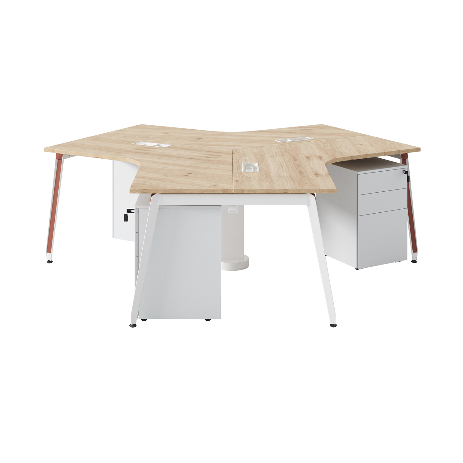 Modular Wooden Staff Workstation Desk Set