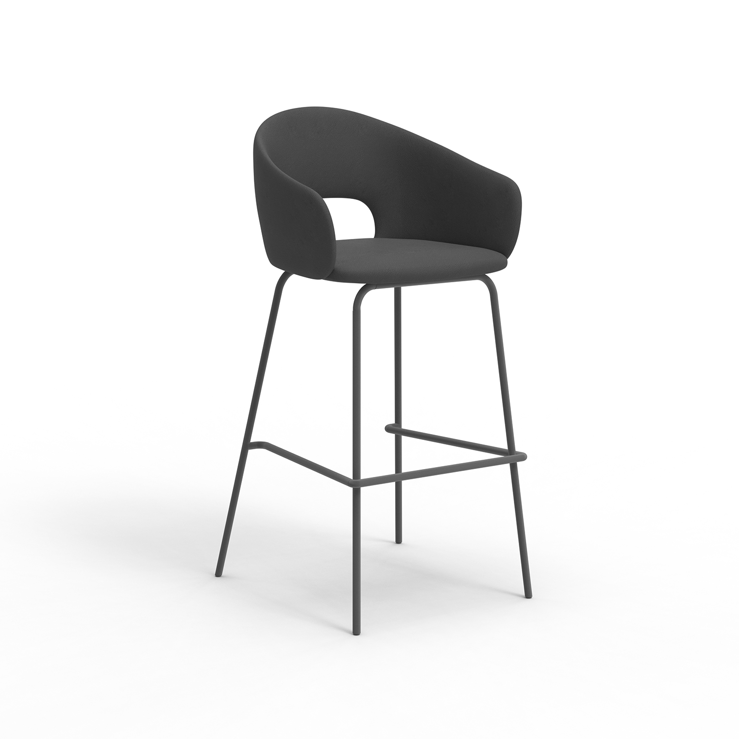 Multi Material Upholstered High Bar Stool for Office Pantry & Negotiation Lounge