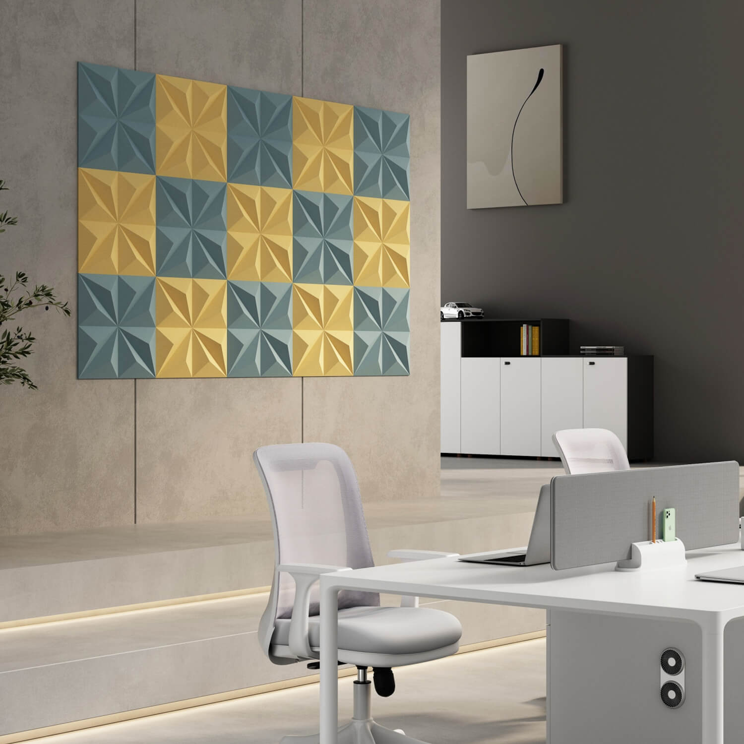 Custom Embossed PET Acoustic Wall Panels for Office