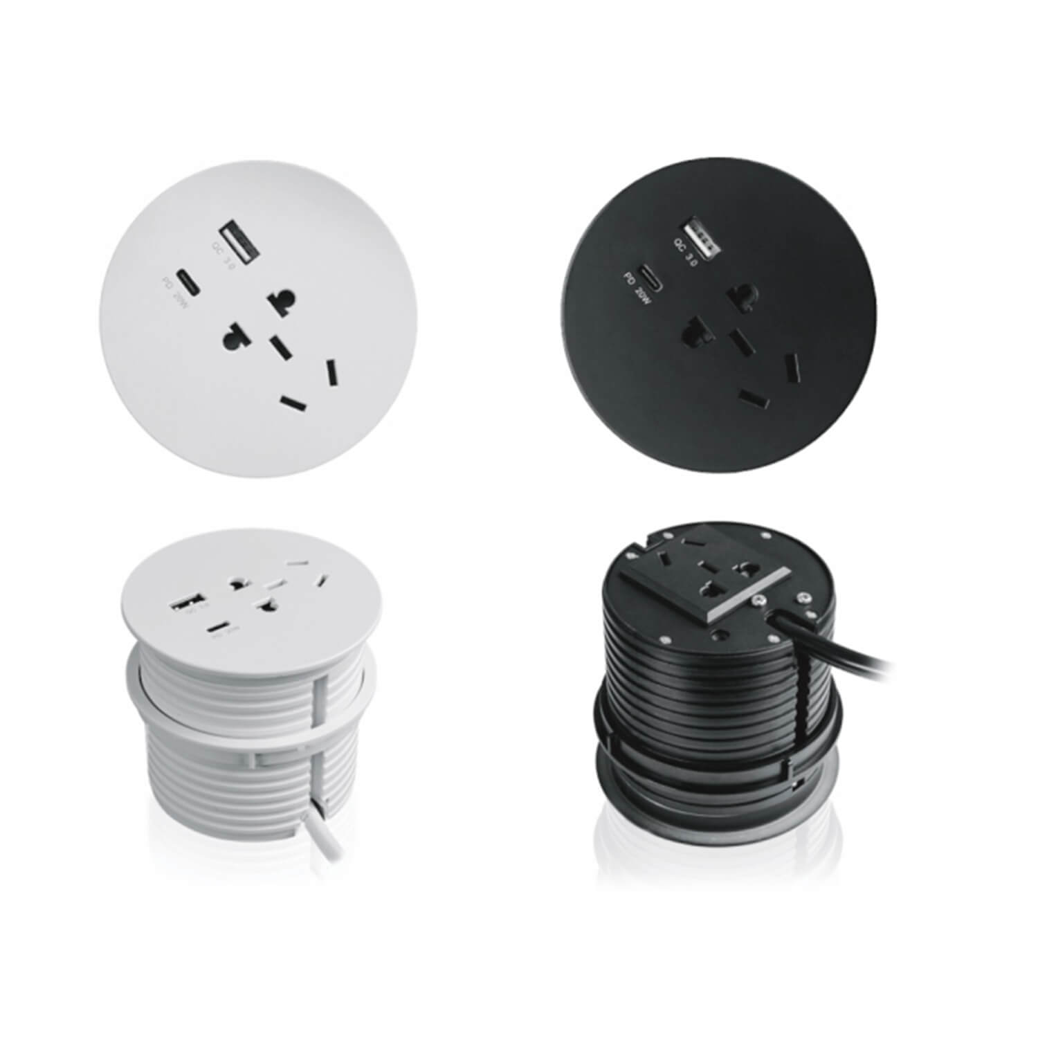 Round Recessed Power Socket for Sofa & Desk