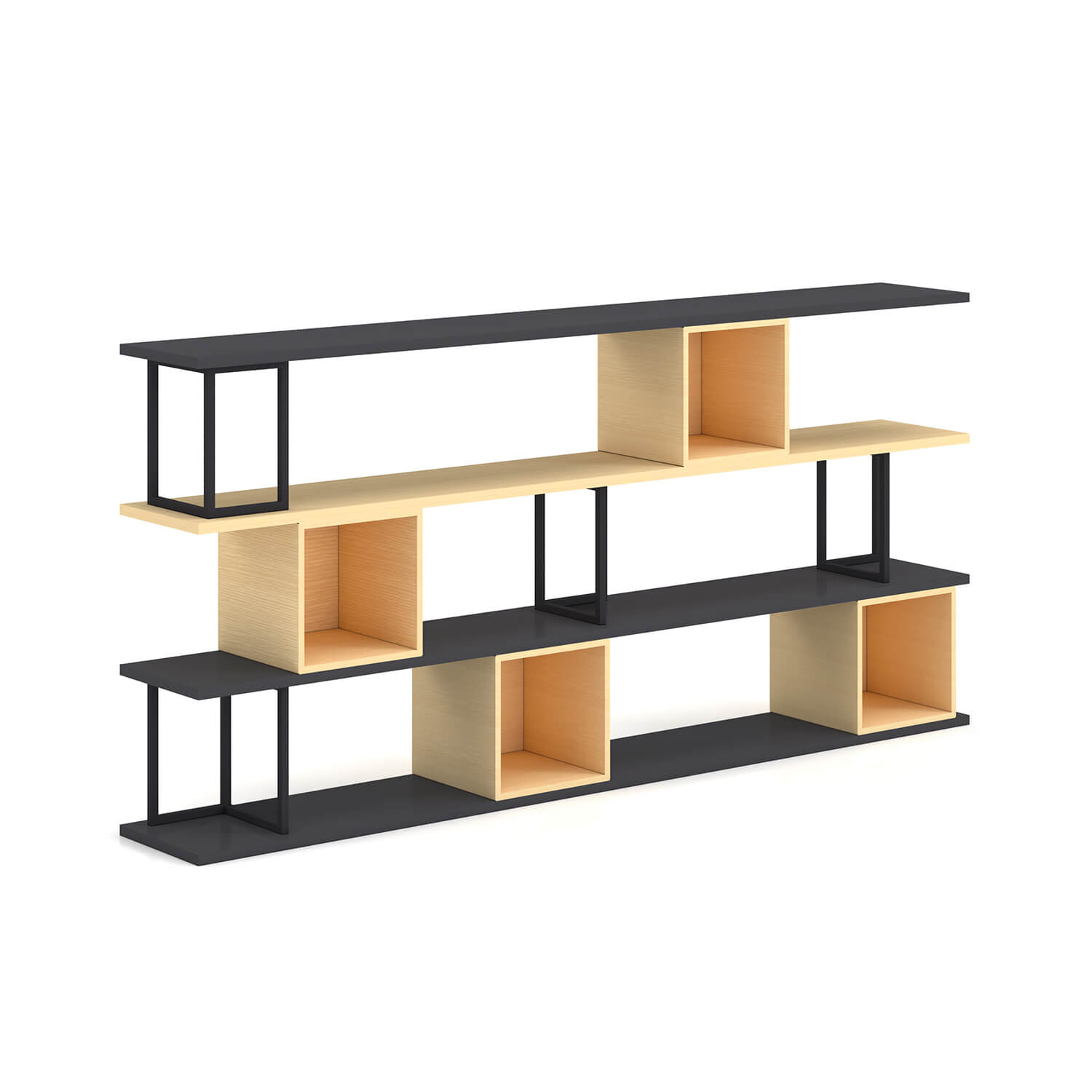Architectural Modular Bookcase With MFC Panels Metal Pillars