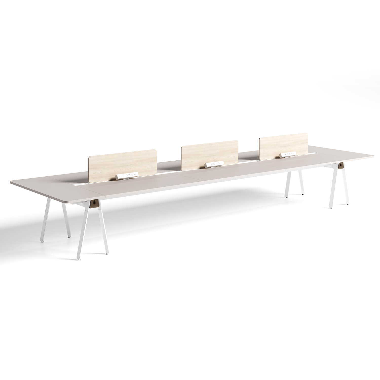 Architectural 6-Person Workstation With Privacy Screens Power Hubs