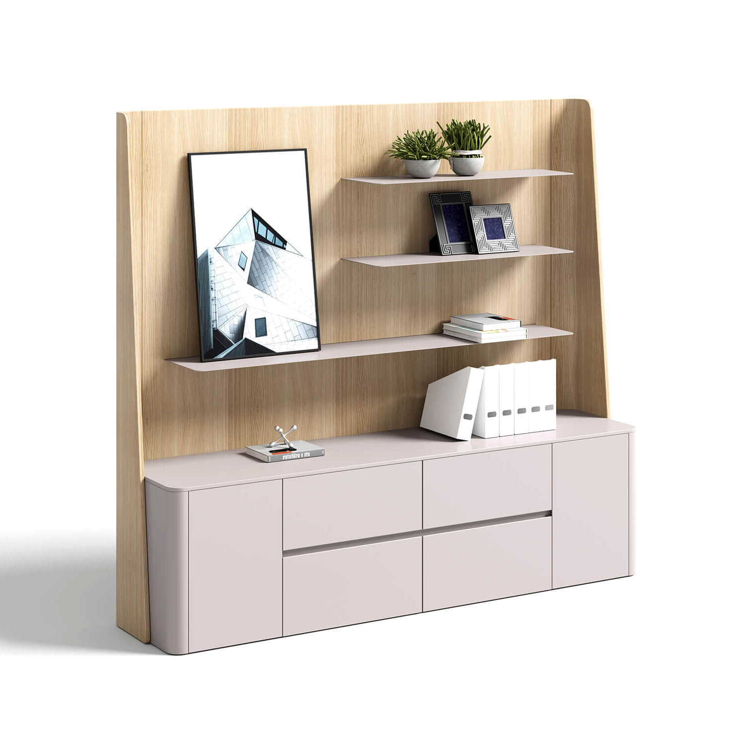 Minimalist Private Studio MFC Cabinet With Drawer System