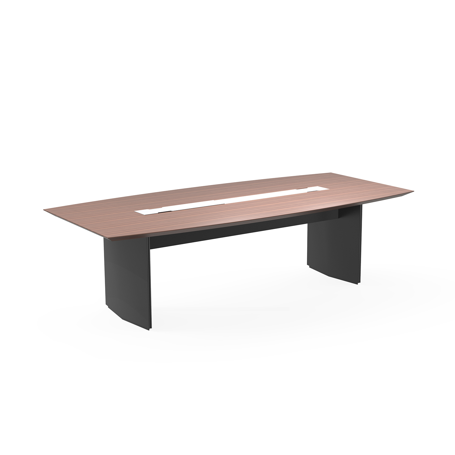 Long Lacquer Conference Table with Solid Wood Frame for Office Boardroom