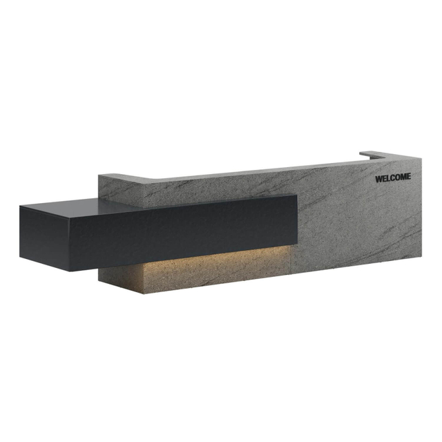 Corporate Reception Desk with Built-In Storage and Hutch