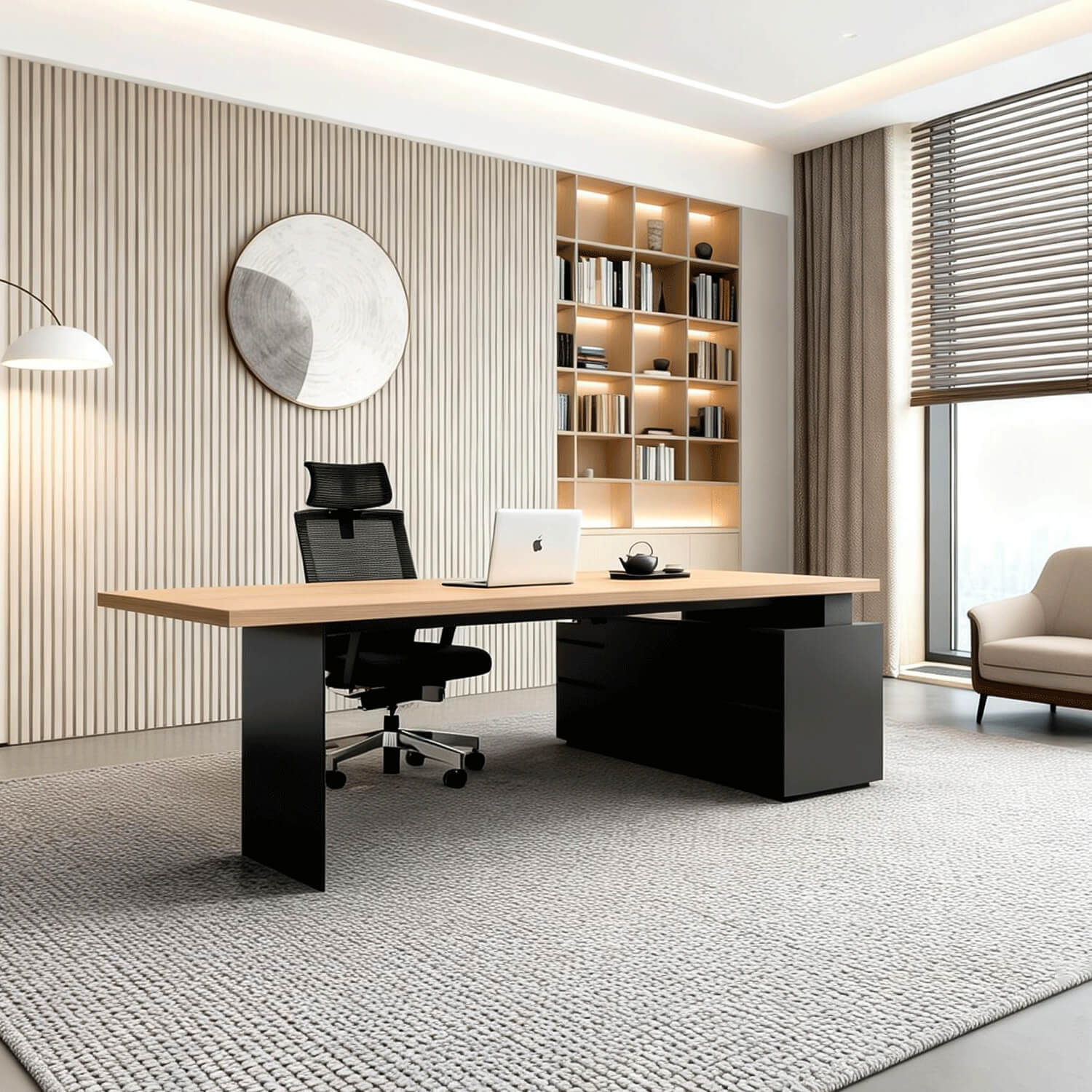 SpaceUnited Modern Metal Frame Executive Office Furniture CEO Manager Desk