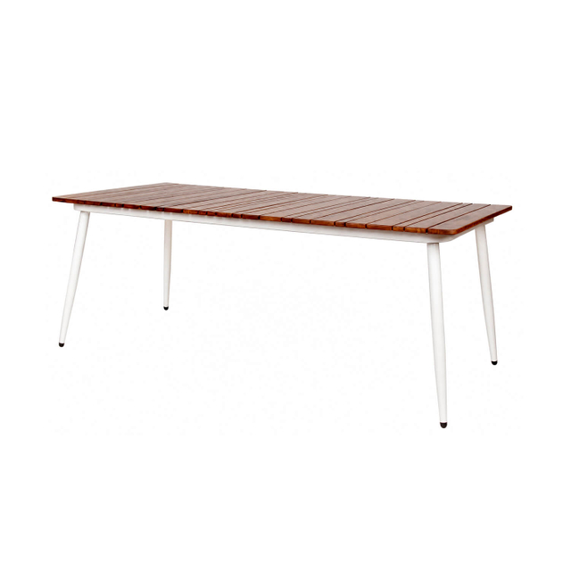 Outdoor Dining Table with Wood Top Aluminum Frame