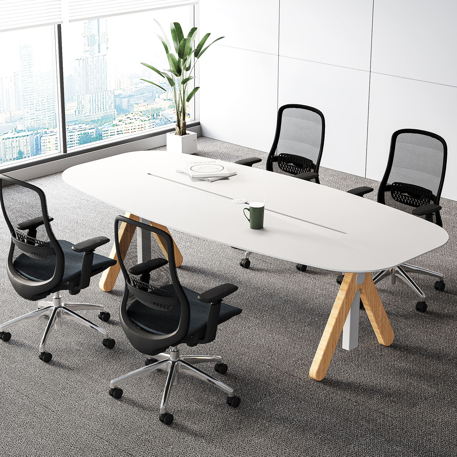 Wooden Height Adjustable Meeting Table