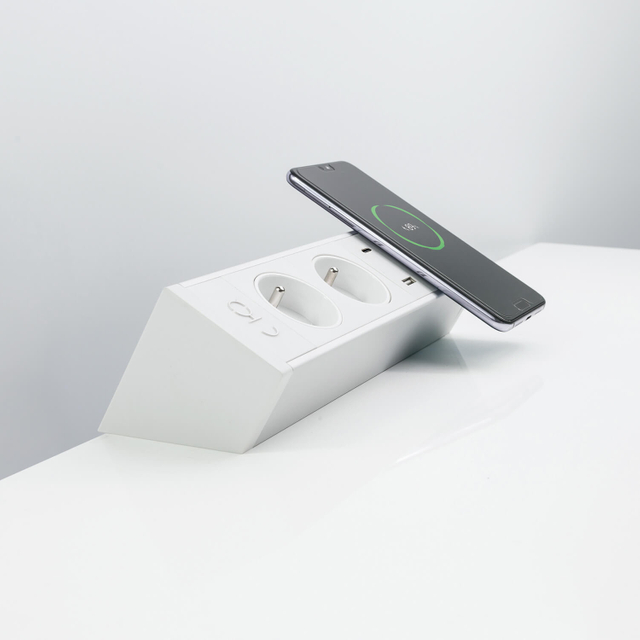 Clamp-On Square Power Socket for Desk Edge