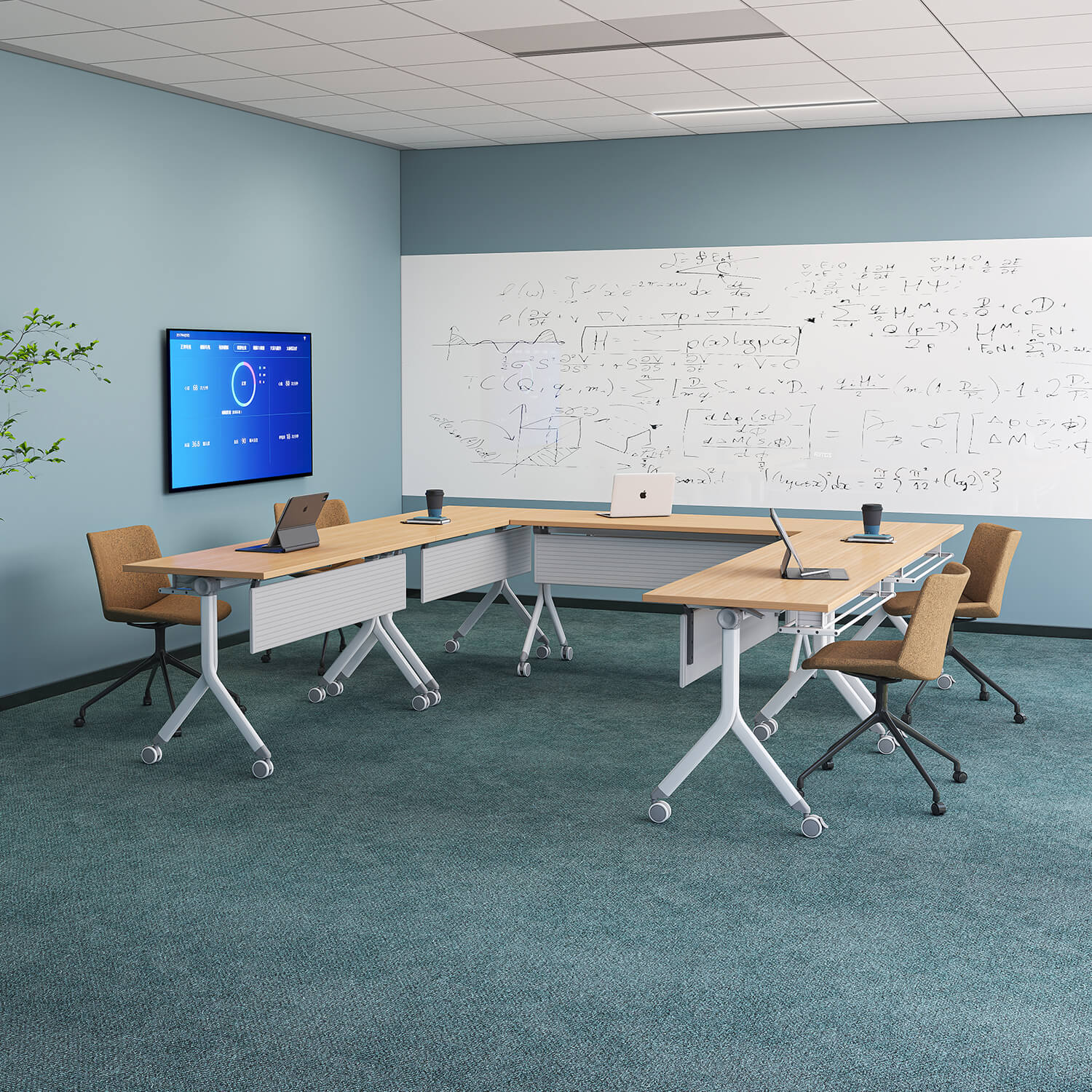 Geometric A-Frame MFC Training Table With Flip-Top Storage