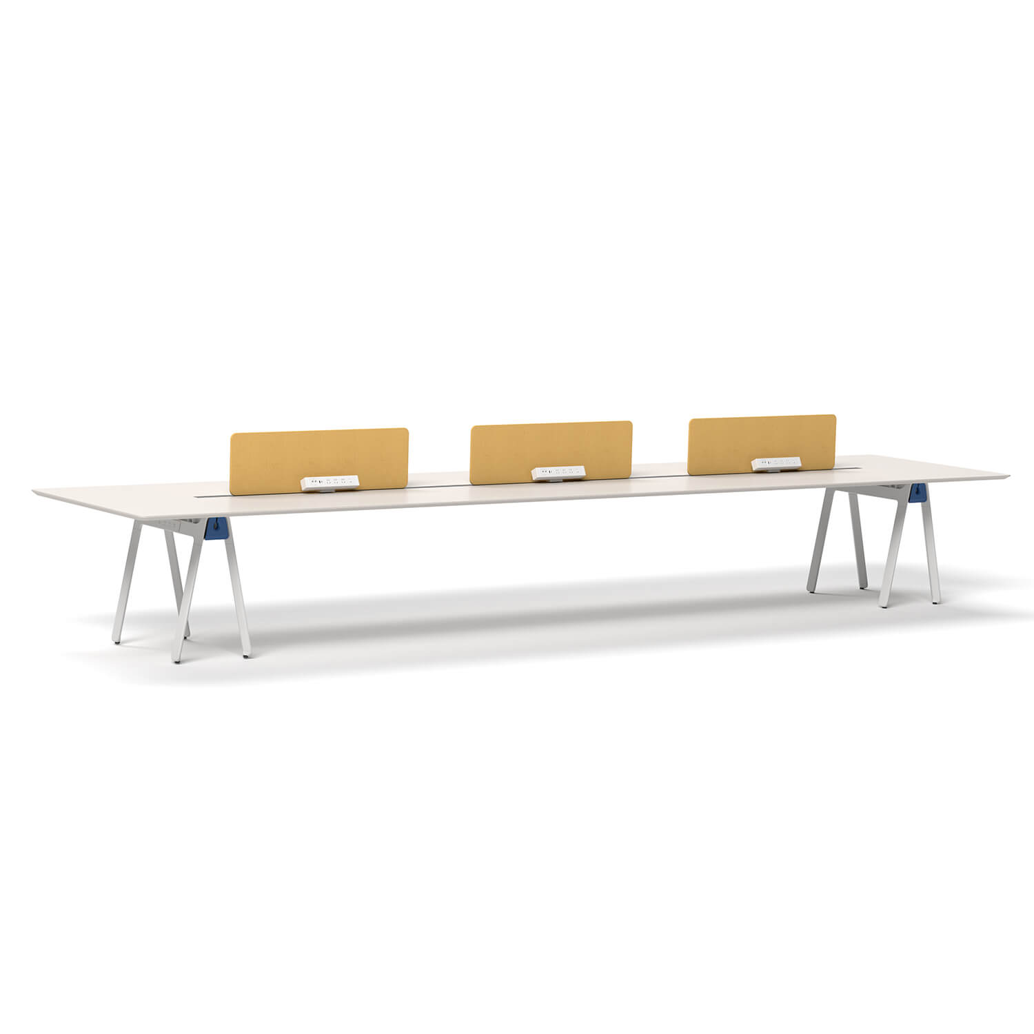 Architectural 6-Person Workstation With Privacy Screens Power Hubs