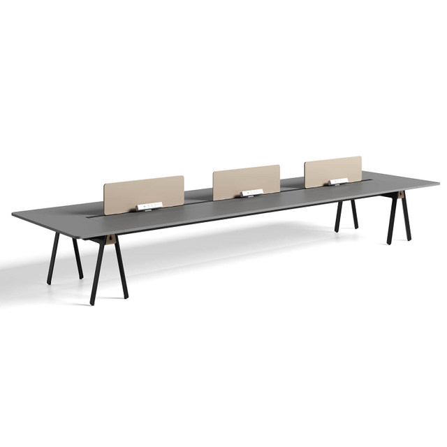 Architectural 6-Person Workstation With Privacy Screens Power Hubs