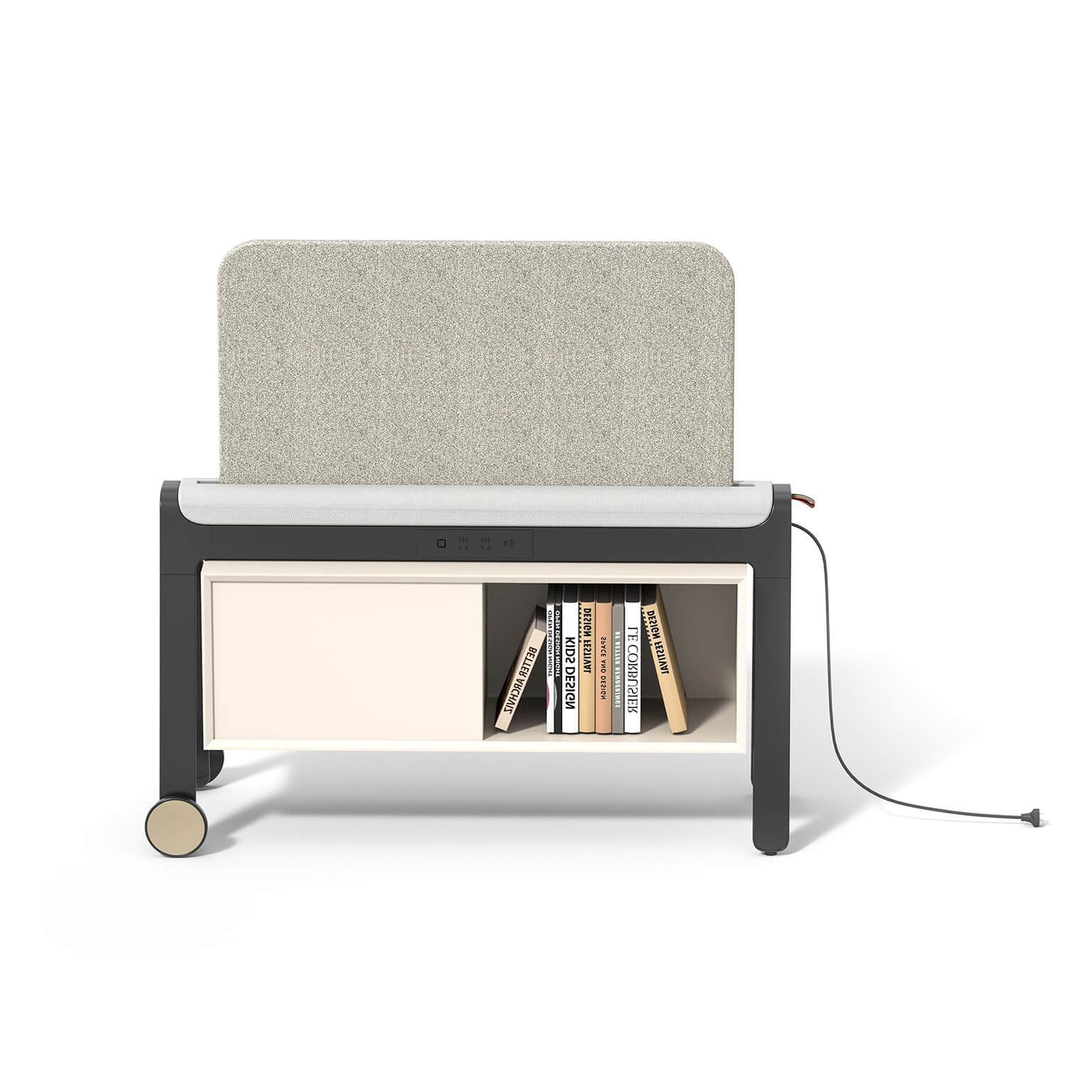 Mobile Freestanding Privacy Screen With Integrated Modular Storage