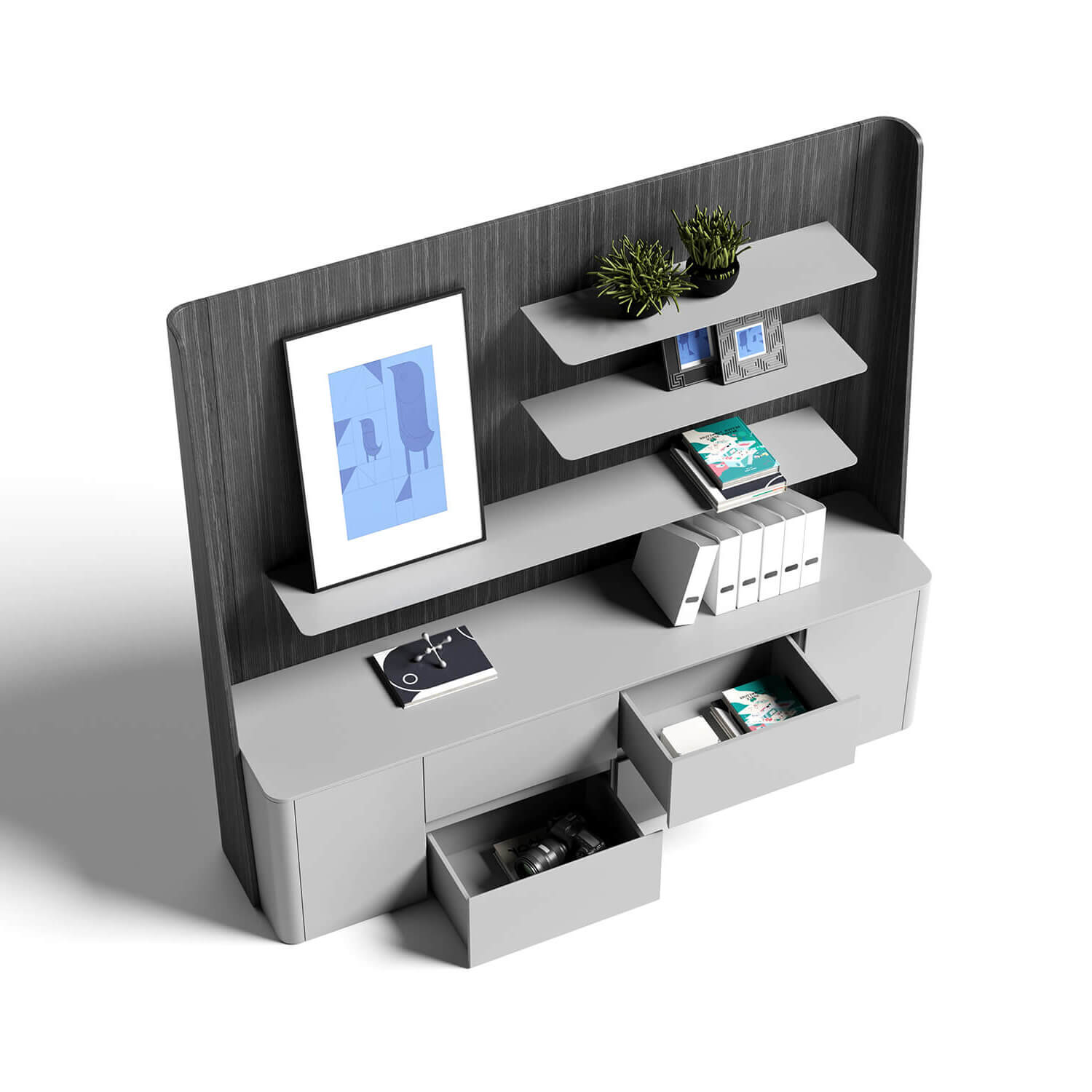 Minimalist Private Studio MFC Cabinet With Drawer System