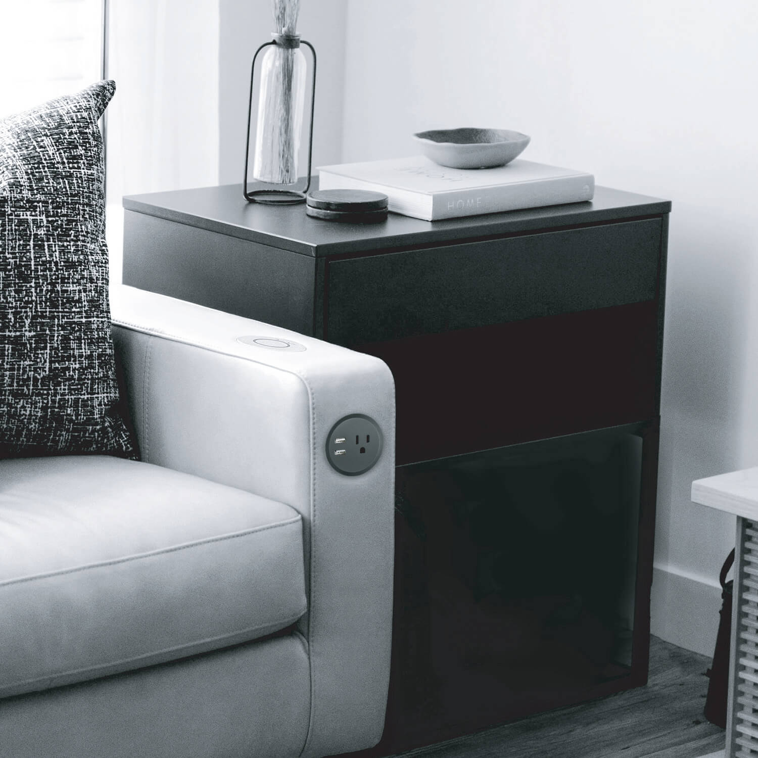 Round Recessed Power Socket for Sofa & Desk