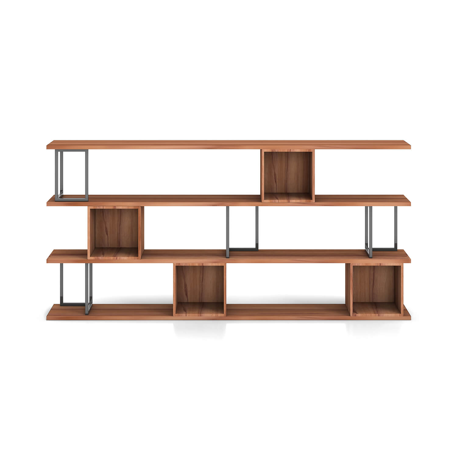 Architectural Modular Bookcase With MFC Panels Metal Pillars
