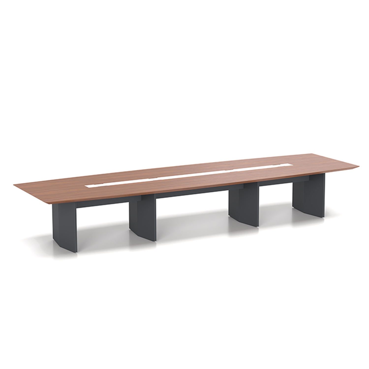 Long Lacquer Conference Table with Solid Wood Frame for Office Boardroom