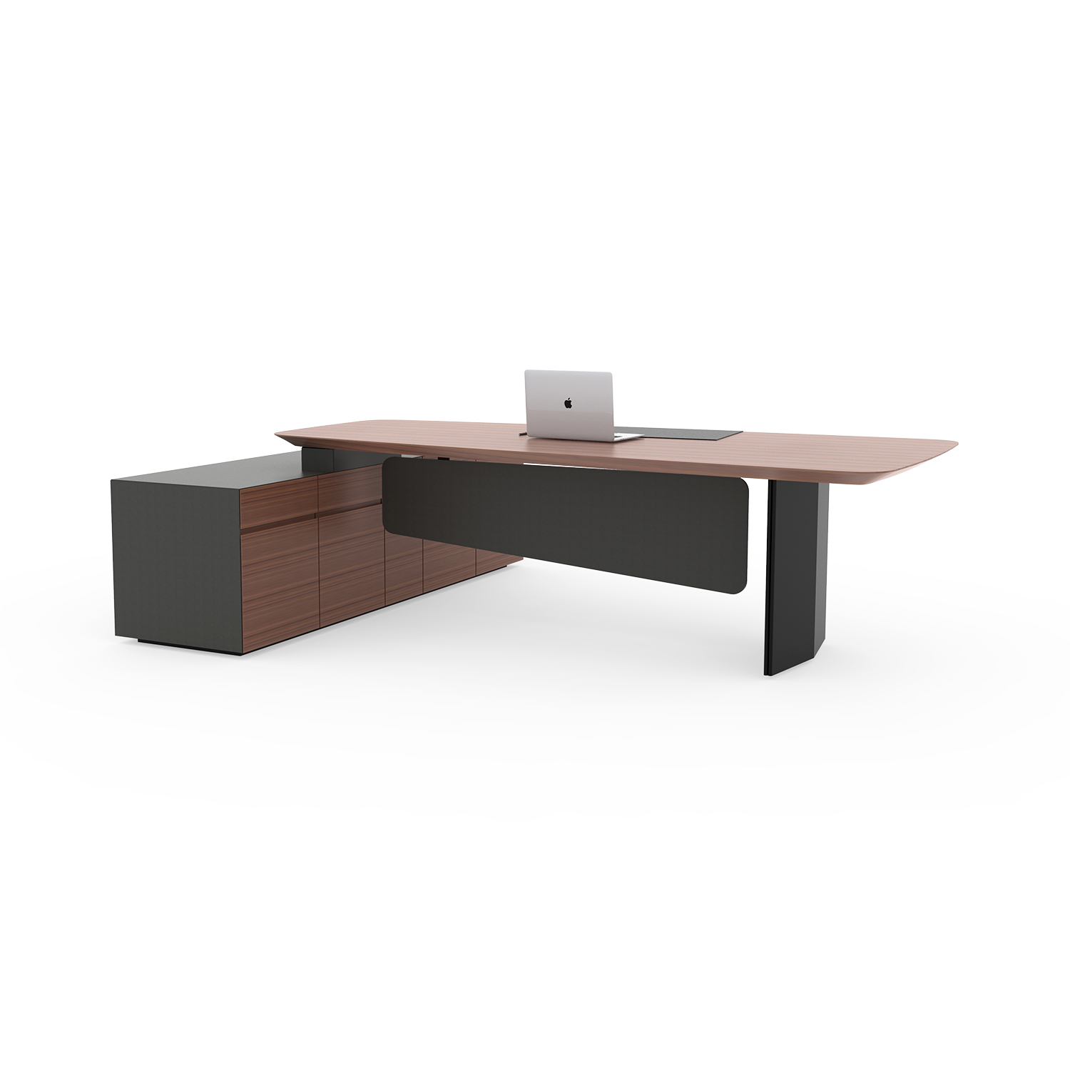 Modern Lacquer Executive Desk with Lacquered MDF Frame, Optional Height Adjustable Manager Office Desk with Side Cabinet